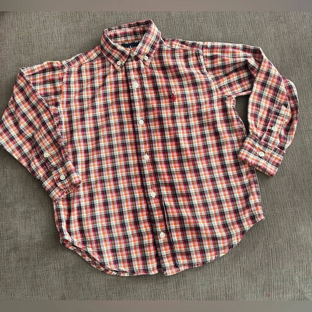 Ralph Lauren Boys' Plaid Cotton Poplin Shirt Toddler Boy 5
